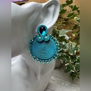 Glam Light Blue Stylish Earrings - Evening Trendy Statement Earrings